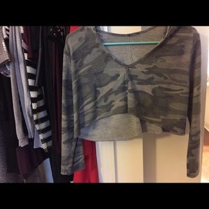 Camo crop top with hoodie